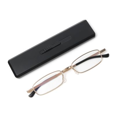 MMOWW Ultra-Thin Metal Reading Glasses with Unique Expandable Slim Case