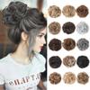 Synthetic Claw-Clip Hair Extension for Messy Buns, Dark Brown with Gold Highlights view 1