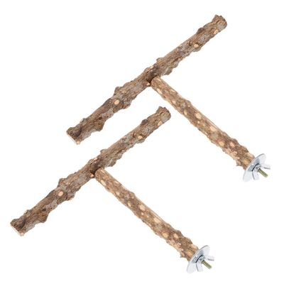 POPETPOP 2-Piece Wooden Bird Perches for Bird Cages, Parrot Stand with Perches for Budgerigars