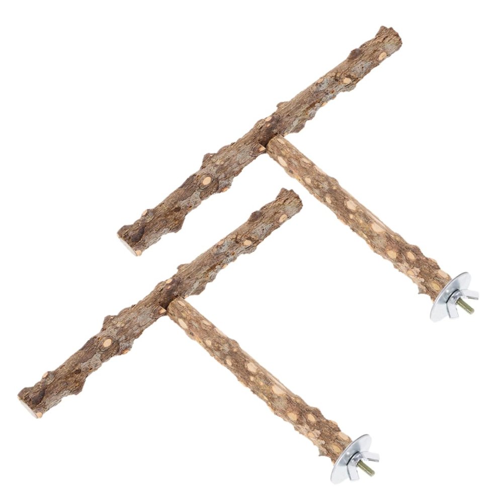 POPETPOP 2-Piece Wooden Bird Perches for Bird Cages, Parrot Stand with Perches for Budgerigars