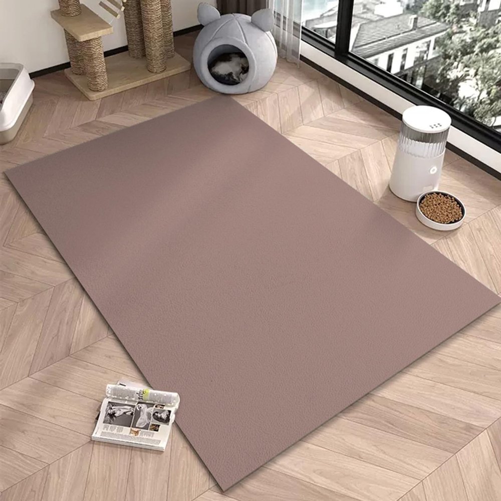 Waterproof Pet Feeding Mat, Non-Slip PVC Floor Protector, Brown-Pink