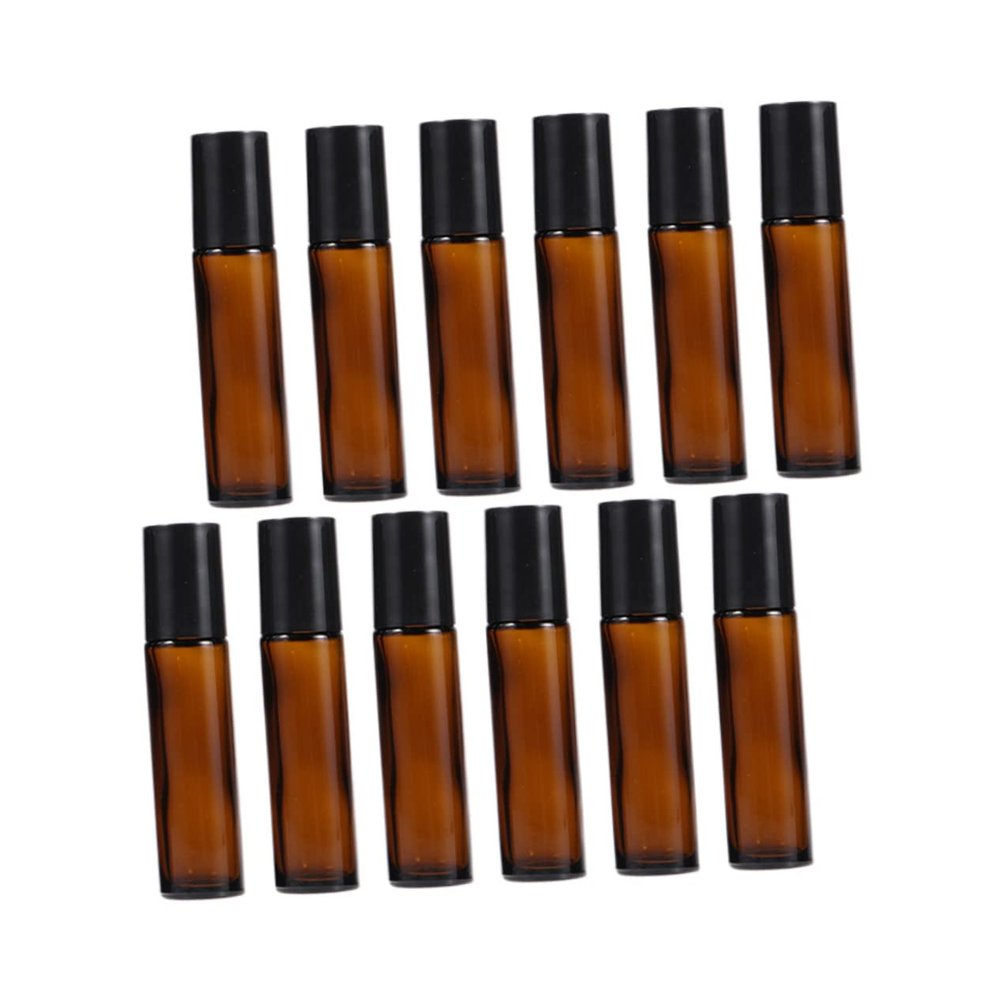 VALICLUD 12-Pack 5 ml Brown Roll-On Glass Bottles for Essential Oils