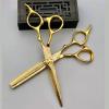 6-Inch Professional Japanese 440C Steel Gold Hair Cutting and Thinning Scissor Set view 1