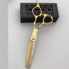 6-Inch Professional Japanese 440C Steel Gold Hair Cutting and Thinning Scissor Set view 2
