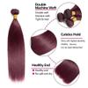 Huangj-0527 Straight Brazilian Human Hair Bundles with 13x4 HD Lace Frontal, 99J Burgundy view 2