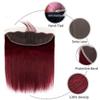 Huangj-0527 Straight Brazilian Human Hair Bundles with 13x4 HD Lace Frontal, 99J Burgundy view 4