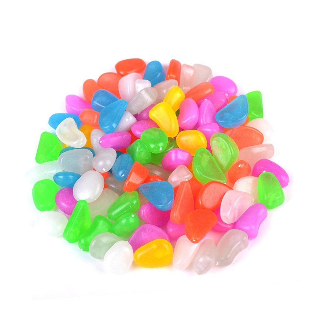 Photoluminescent Glow-in-the-Dark Resin Pebbles, 100 Pieces