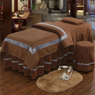 ERERE 4-Piece Massage Table Sheet Set, Brown, 70 × 190 cm