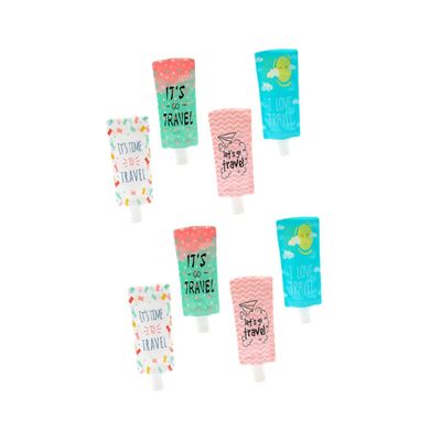 Refillable Travel Lotion Pouches, 100 mL, Plastic, 8-Pack