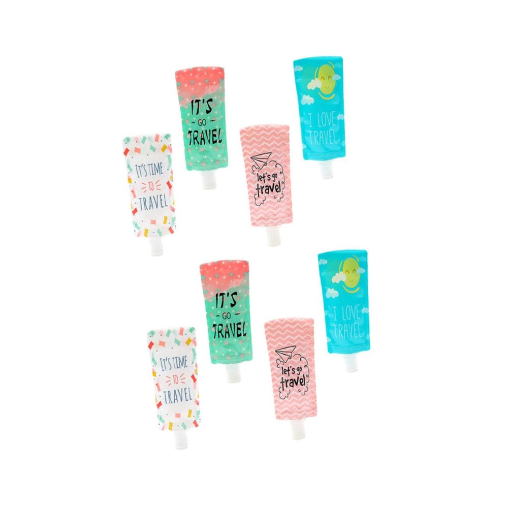 Refillable Travel Lotion Pouches, 100 mL, Plastic, 8-Pack