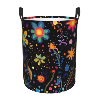 Mexpekil Foldable Laundry Basket with Handles, Waterproof, Floral Boho