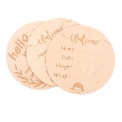 Supvox 3-Piece Wooden Baby Milestone Photo Plaques, Classic Khaki