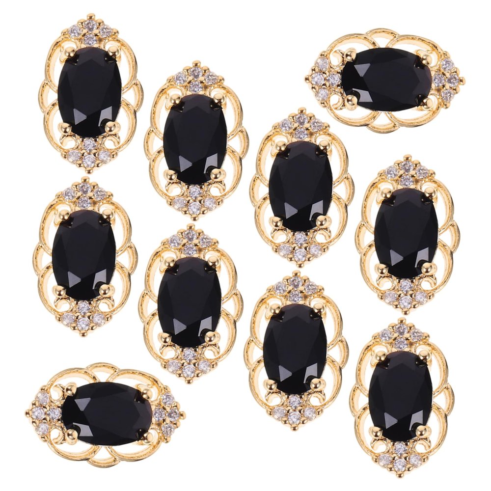 Black Metal Nail Charms for Nail Art, 10 Pieces