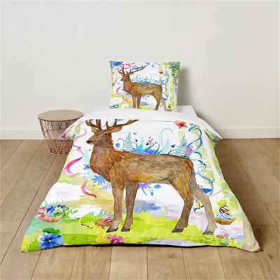 Hearda Kids' Duvet Cover Set, 3D Moose Pattern, Microfiber, Multicolor, 135 x 200 cm
