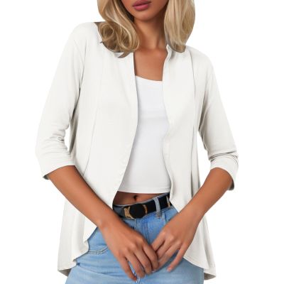 Women's Lightweight Open-Front 3/4-Sleeve Knit Cardigan