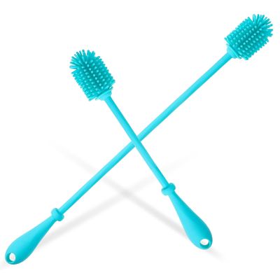 LRXIYODE Silicone Baby Bottle Brushes, 2-Pack, Long, Compact, Non-Slip Handle
