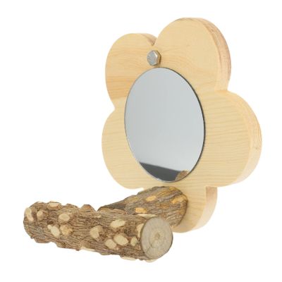 YARNOW Parrot Toy Wooden Perch with Mirror