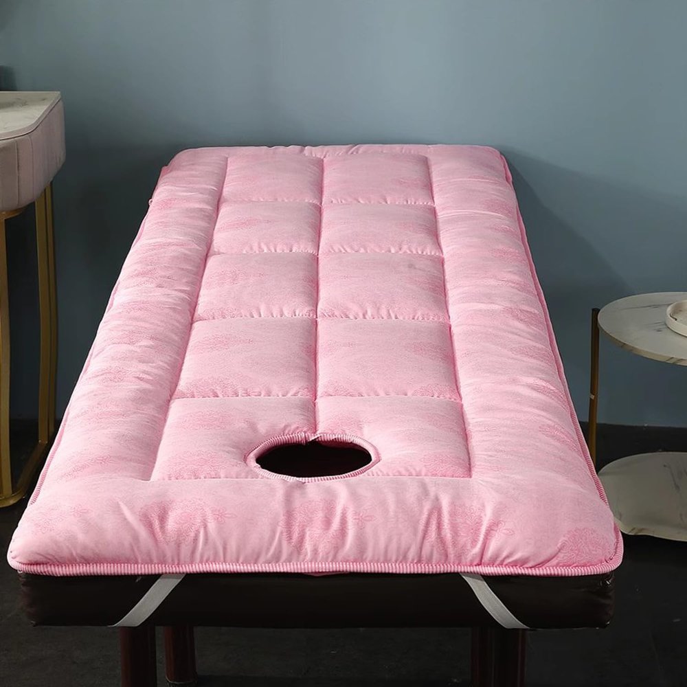 LDLCYCN Pink 60 × 190 cm (T) Spa Massage Table Mattress Pad with Face Hole