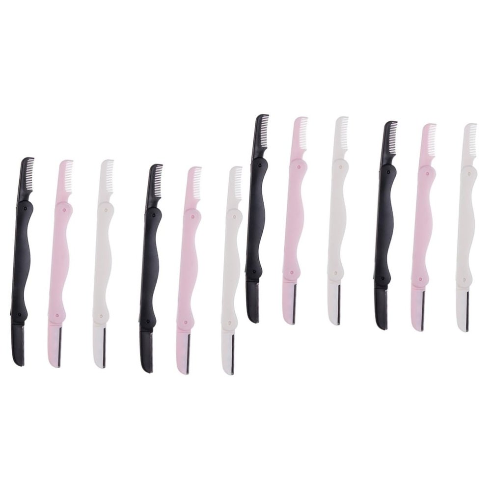PACKOVE 12-Piece Portable Eyebrow and Facial Razor Set for Precise Trimming