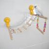 Bird Shower Perch with Window Mount, Natural Wood and Climbing Ladder view 3