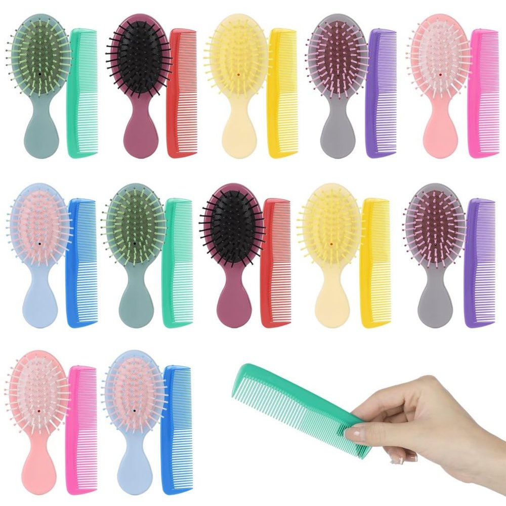 Colorful Mini Wet Hair Brushes with Soft Bristles, Detangling Combs, Travel-Friendly, 6 Colors, 24-Piece Set