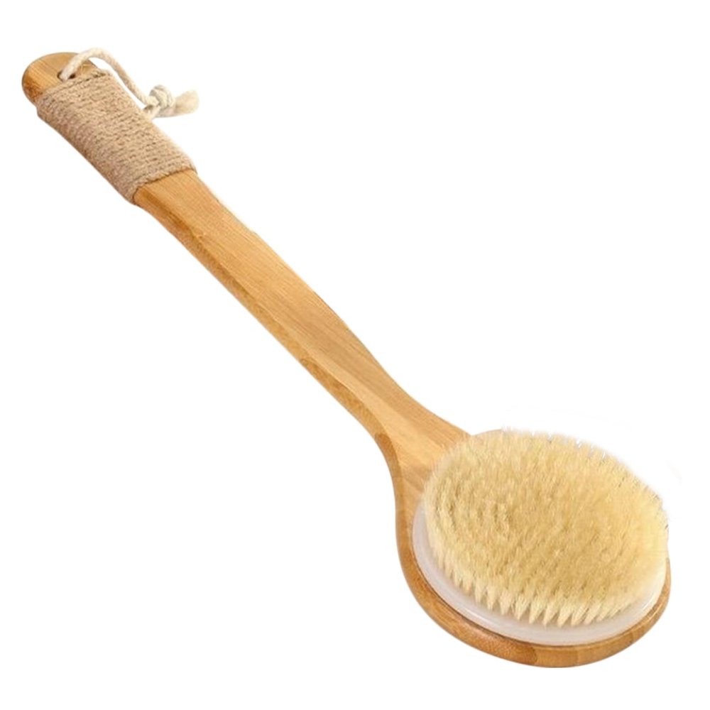 Bamboo Shower Brush with Soft Bristles and Long Handle