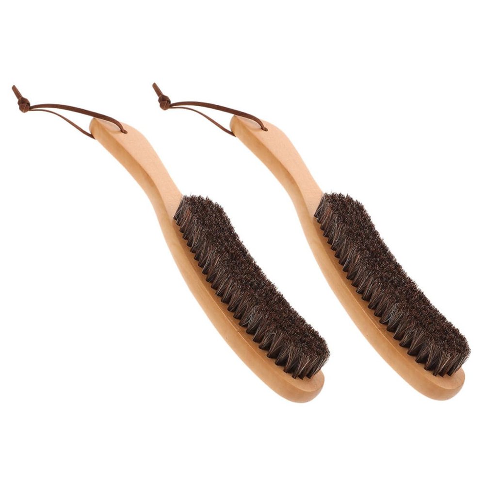 KOMBIUDA Set of 2 Small Wooden Clothing Brushes with Soft Bristles