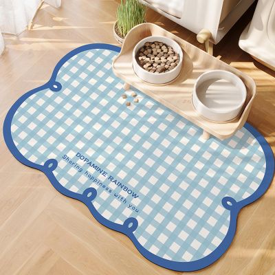 FANSU Dog Bowl Mat, Quick-Drying, Non-Slip, Blue, 60 x 90 cm