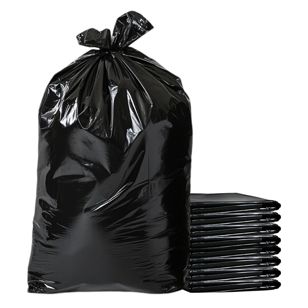 90L Black Garbage Bags - Tear-Resistant Heavy-Duty Trash Bags - Unscented Polyethylene - 90 x 60 x 59 cm (100 Count)