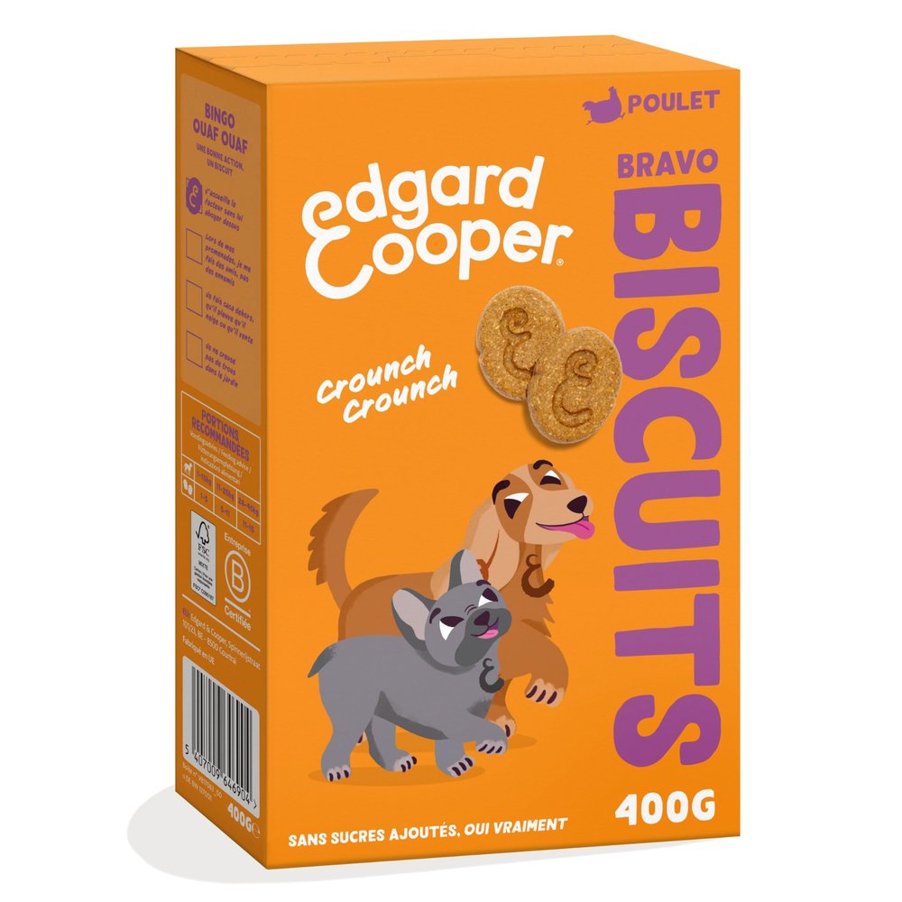 Edgard & Cooper Dog Treats, Protein Cookies, Natural, for Adult Dogs, 400g, Chicken