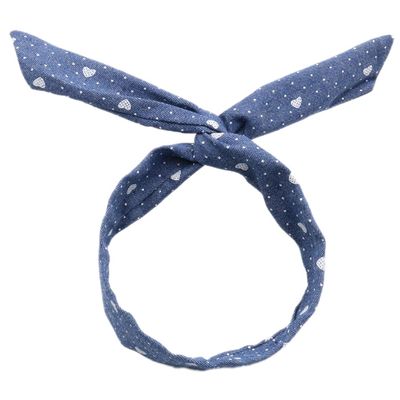 Blausky 2-Pack Boho Denim Bunny-Ear Headbands for Women, Blue