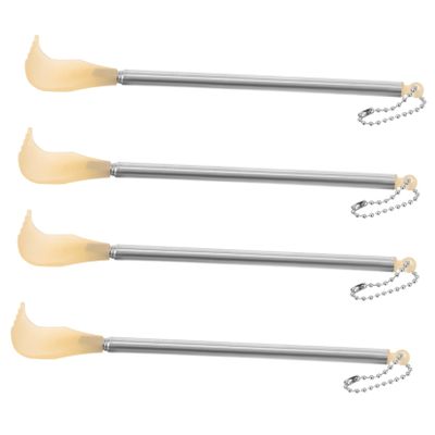 4-Piece Retractable Stainless Steel Back Scratchers, Portable, Silver