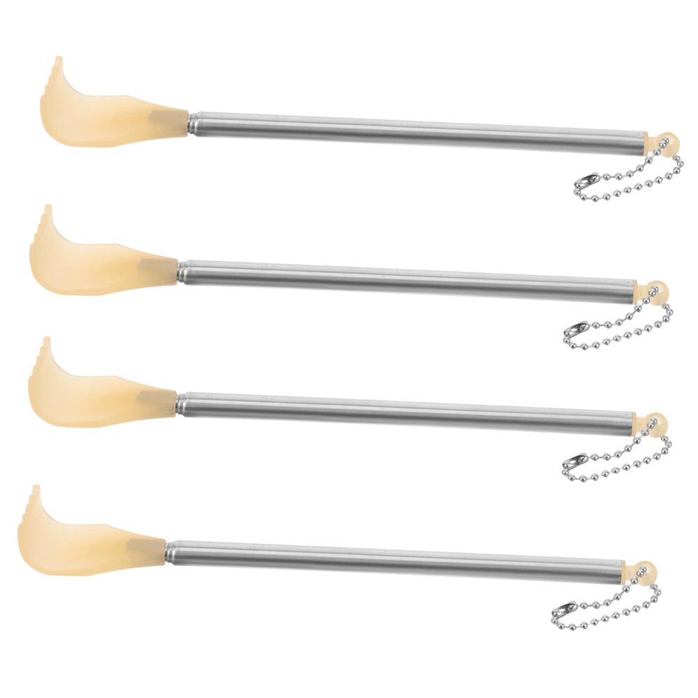 4-Piece Retractable Stainless Steel Back Scratchers, Portable, Silver