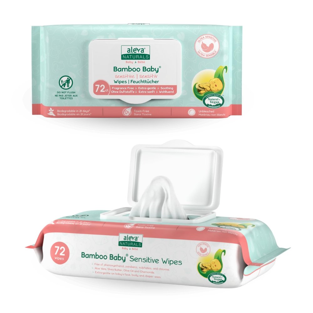 Aleva Naturals Bamboo Baby Sensitive Wipes – Ultra-Soft, Extra-Strong, Biodegradable