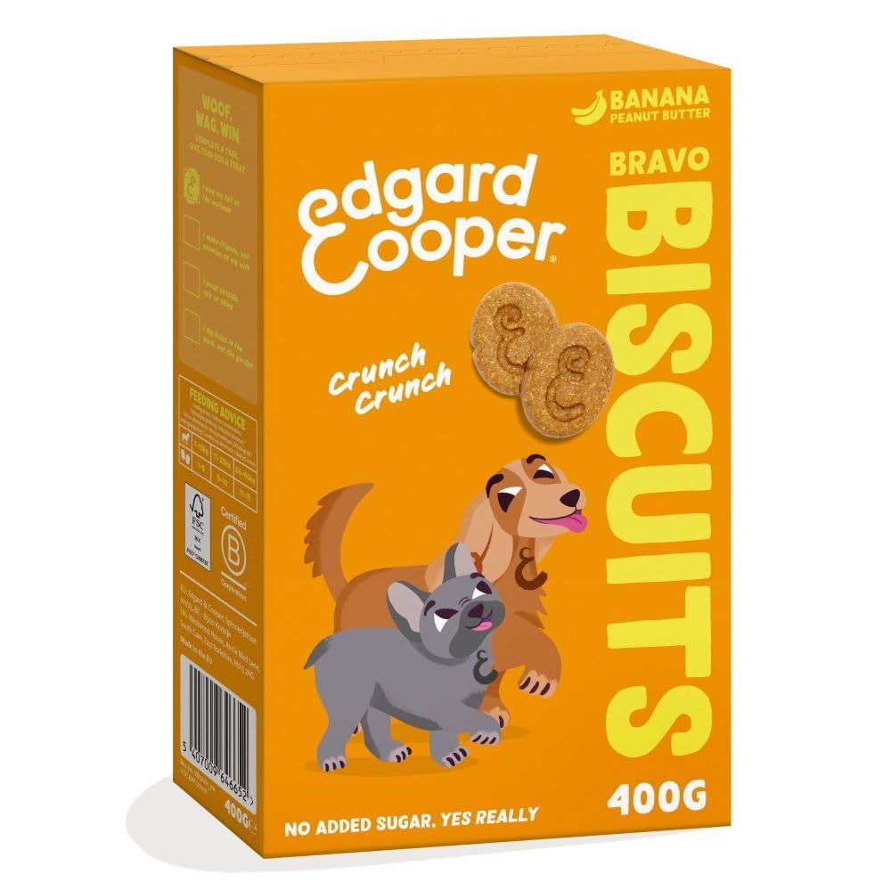 Edgard Cooper Dog Treats, Bravo Biscuits Banana, 400g