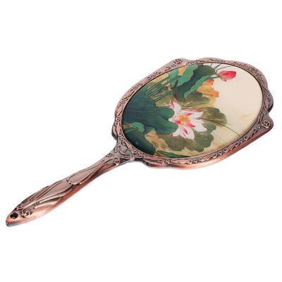 VICASKY Portable Vintage Hand Mirror Made of Metal and Glass for Women