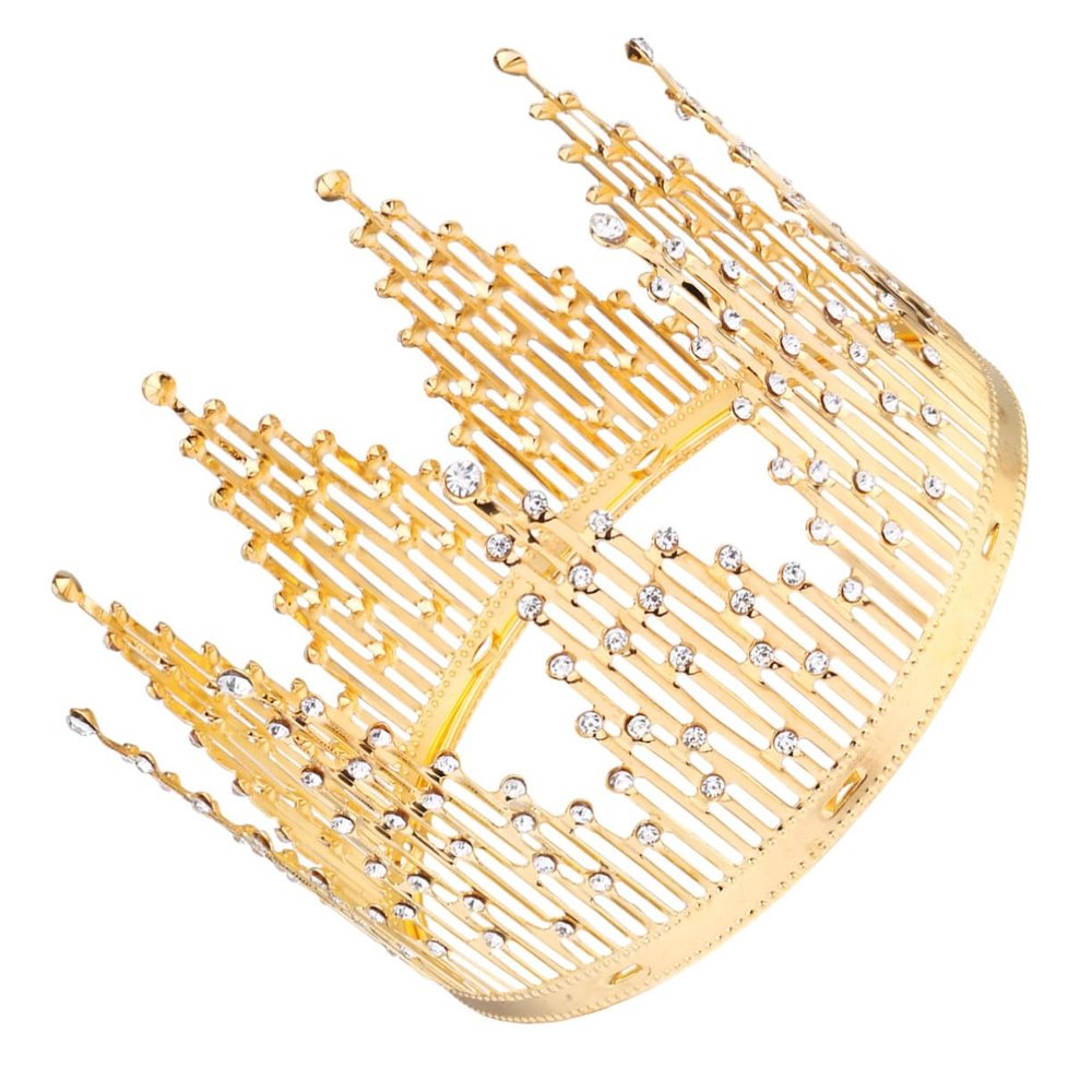 minkissy Gold Metal Crown Cake Topper with Crystal Crown