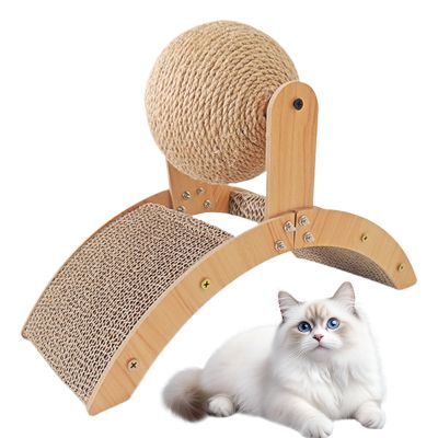 Wooden Cat Scratcher Toy with Sisal Ball