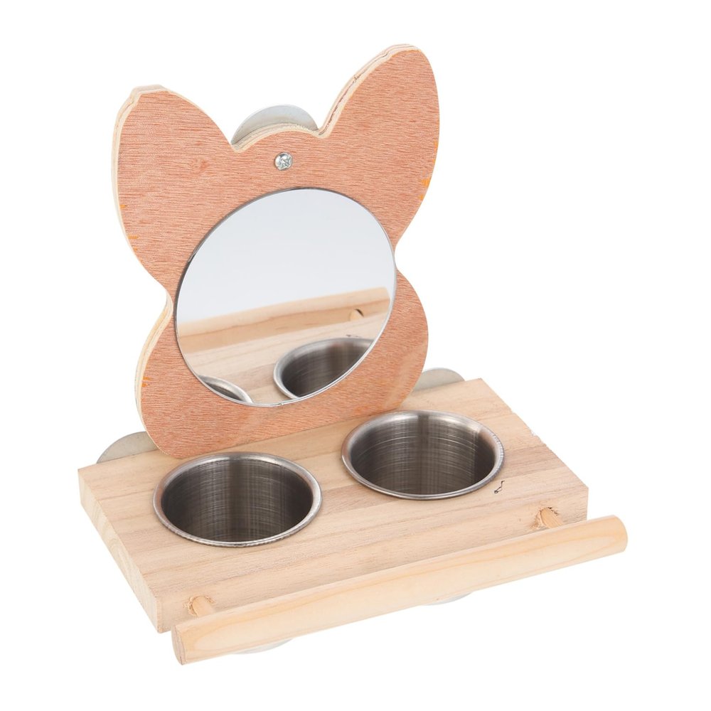 VERDANVERSE Multifunctional Parrot Stand with Mirror and Food Bowl