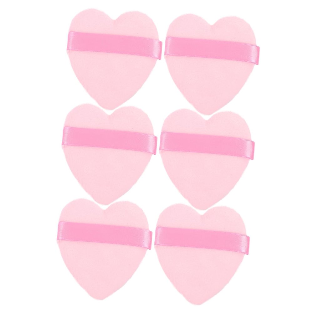 DEARMAMY 6-Piece Soft Makeup Sponges, Round Powder Puffs for Foundation and Loose Face Powder, Pink