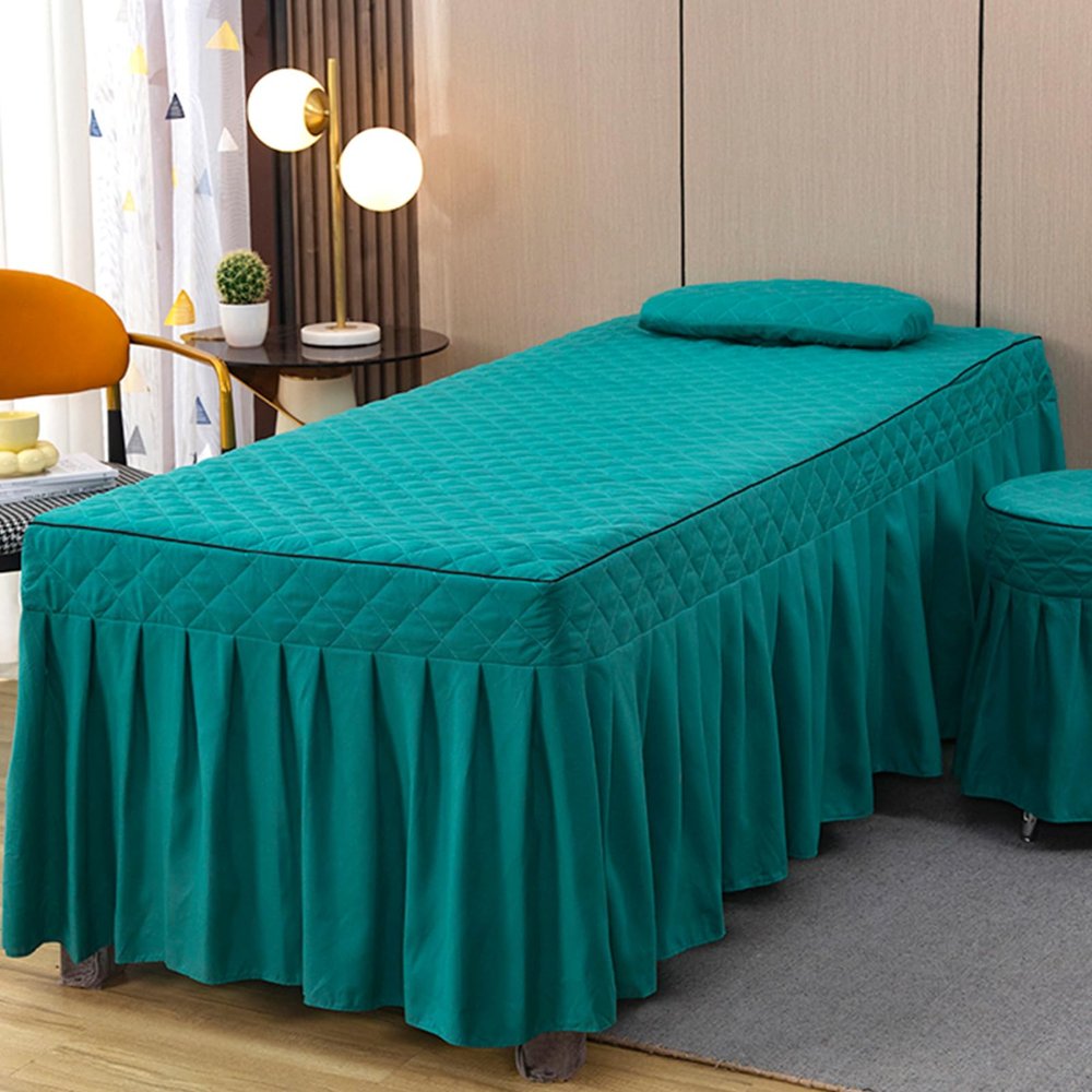 Green, 80 x 190 cm/31.4 x 74.8 in, Reusable Massage Table Cover with Face Hole, Washable Cotton Massage Bed Cover for Beauty Salons and Spas