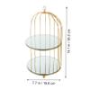 DEARMAMY Birdcage-Shaped Iron Holder with Mirror, Gold-Colored view 2
