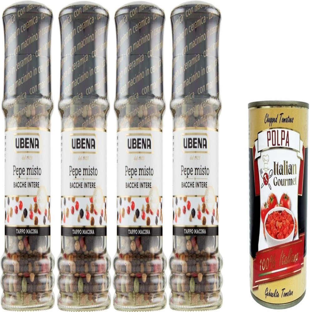 Italian Gourmet Mixed Peppercorns, 4 x 42 g Grinder Jars