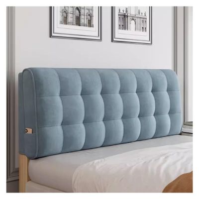 QINGYAN Padded Wall Panel Headboard Cushion, Removable Zippered Backrest, 10 cm Thick, Blue, 180 x 60 x 10 cm