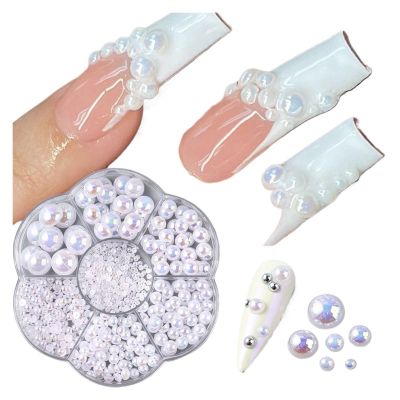 HEXHUASR 3,100-Piece Silver Half-Round Flatback Rhinestone Set, 2/3/4/5/6/8/10 mm