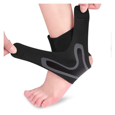 LYHYDMA Adjustable Compression Ankle Brace, 1-Piece, Gray, Left, XL