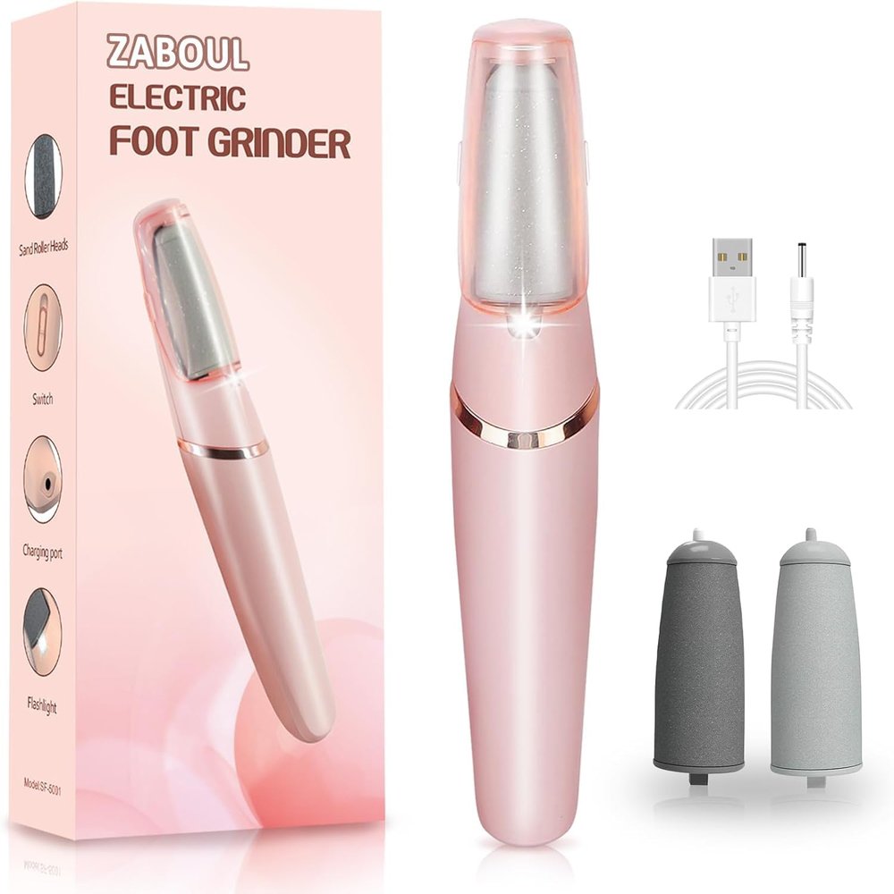 Electric Rechargeable Callus Remover and Foot Care Kit, Pink