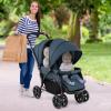 COSTWAY Foldable Tandem Stroller, Twin Stroller with Adjustable Backrest and Canopy, Reclining Travel Stroller, for Babies 6+ Months, Holds up to 30 kg, Blue view 2