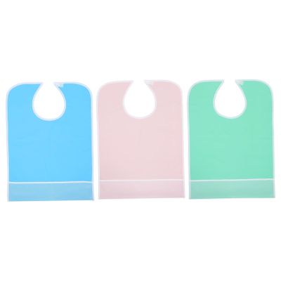 VALICLUD 3-Piece Adult Bib Set, Washable Clothing Protectors, Random Color