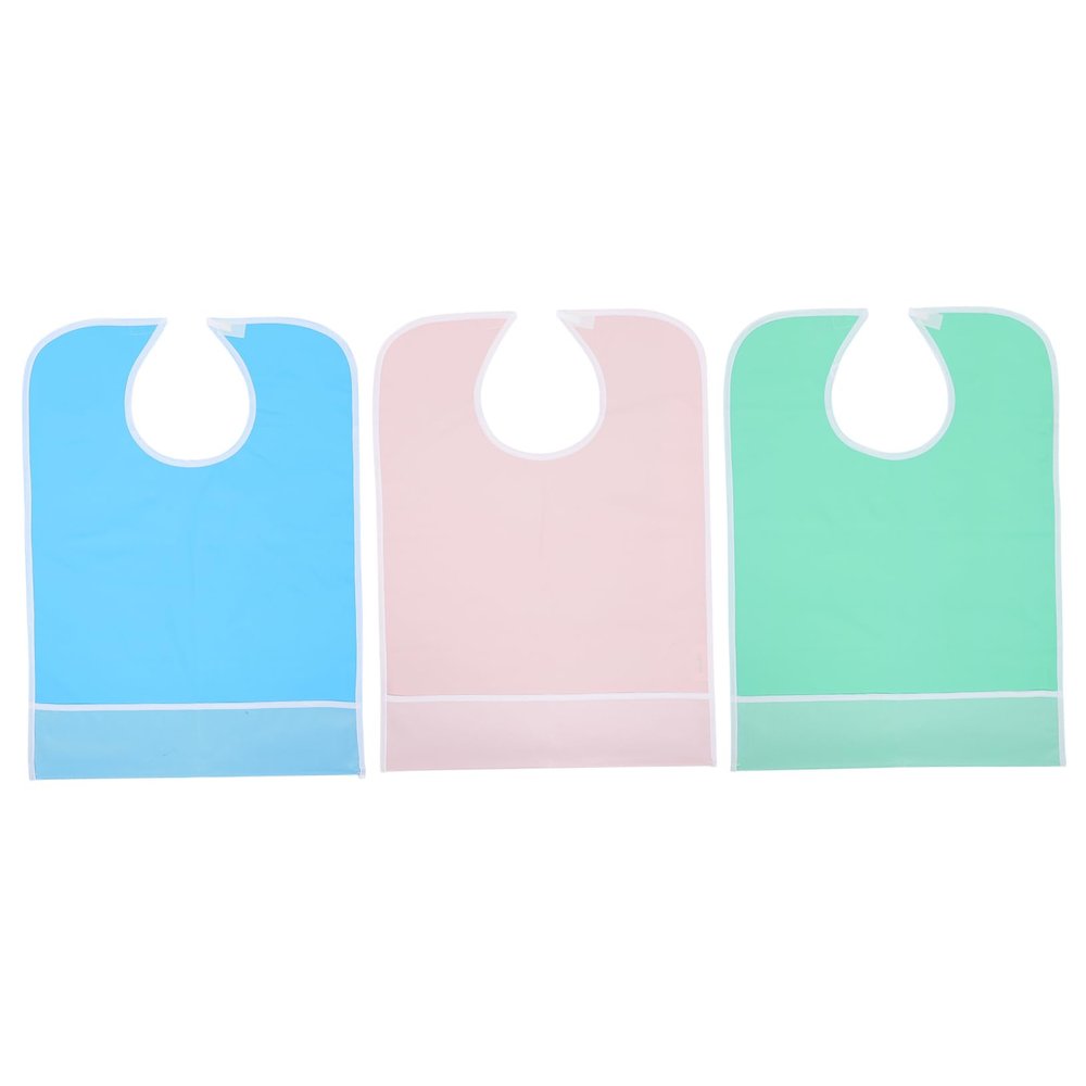 VALICLUD 3-Piece Adult Bib Set, Washable Clothing Protectors, Random Color